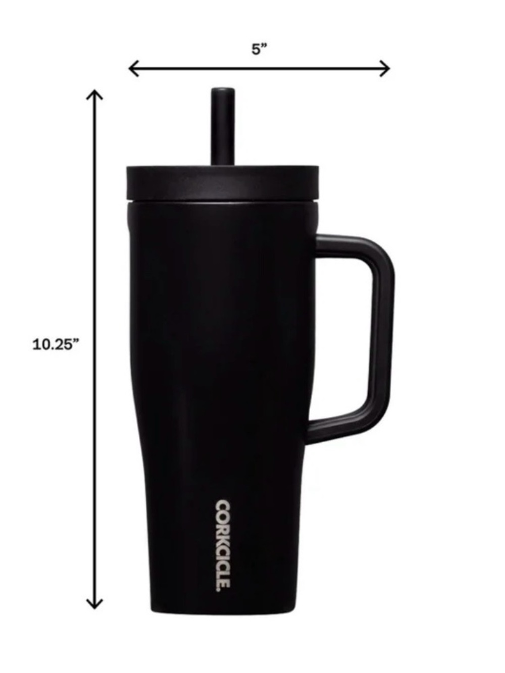 Corkcicle Matte Black Travel Tumbler with Handle & Straw - Picture 3 of 3